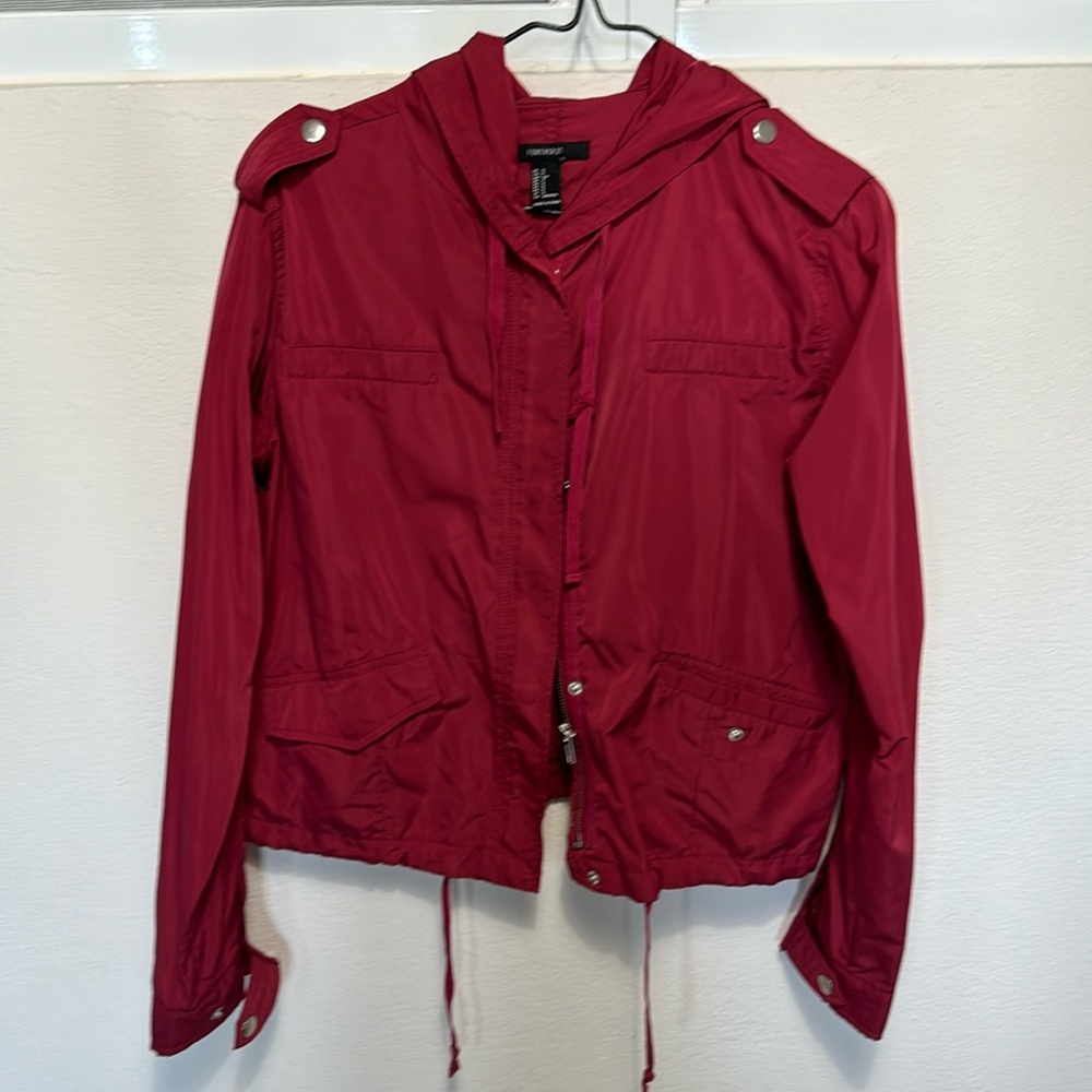 Forever 21 Red Hoodie Windbreaker Jacket Size Small